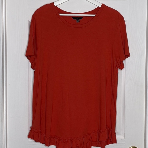 Women’s XL Banana Republic Orange Ruffle Hem Cotton Tee - Picture 1 of 7